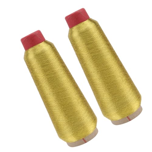 DIYEAH 2 Rollen Nähmaschinen-stickgarn Metallisches Stickgarn Reflektierendes Stickgarn Goldschnur Stickgarn-kit Stickfaden Stickgarn Zum Nähen Stickgarnhalter Häkelgarn Polyester Golden von DIYEAH