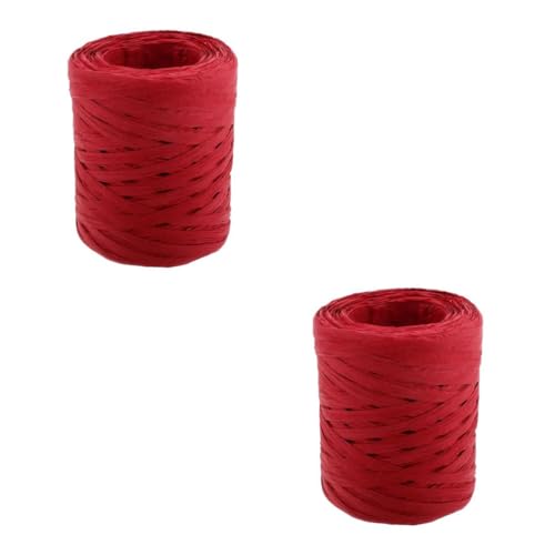 DIYEAH 2 Rollen Papierschnur bastelmaterial einpacken Esstischdekoration Filter Rack-Filter Kronenspiegel Kit-Dekoration natürliches Bastband Weihnachtsverpackungszubehör rot von DIYEAH