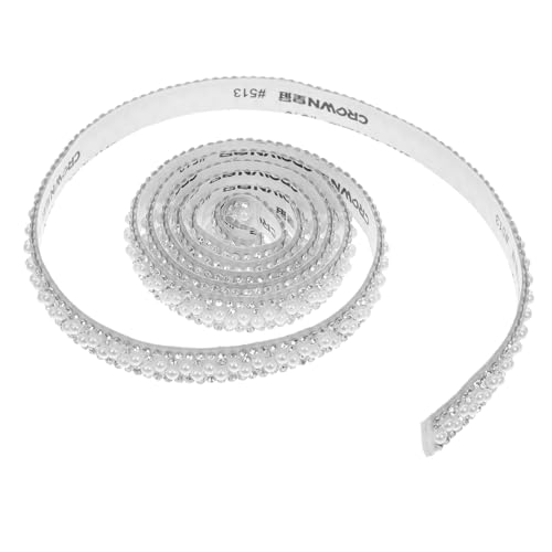 DIYEAH 2 Rollen Perlen-strassstreifen-zubehör Handwerk Strassband Strass-perlenstreifen Strass-spitze Perlenapplikation Bling Wrap Strassband Perlenband Silver Kunststoff-strasssteine von DIYEAH