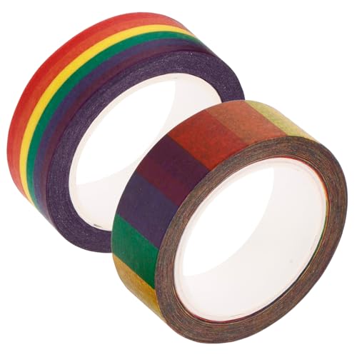 DIYEAH 2 Rollen Regenbogen Tape Aufkleber Klebeband Scrapbooking Zubehör Kawaii Washi Tape Sammelalbum Dekorative Klebebänder Scrapbooking Washi Tape Bastelband Dekoratives Washi von DIYEAH