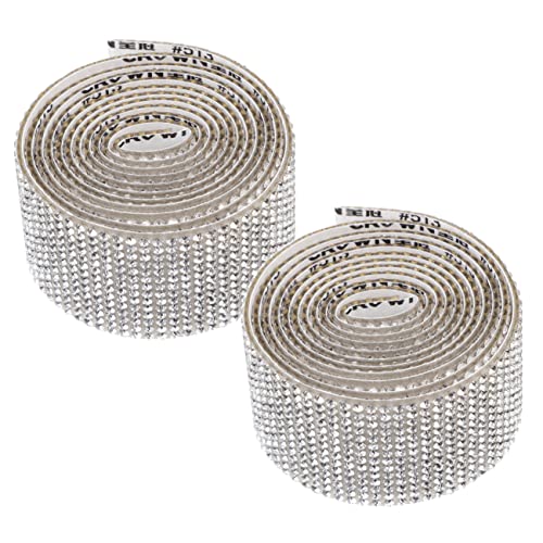 DIYEAH 2 Rollen Selbstklebender Strassstreifen Doppelklebeband Weißes Klebeband Trimmen Bänder Zum Basteln Doppelseitiges Klebeband Für Kleidung Spender Quaste Kette Strasssteine Silver von DIYEAH