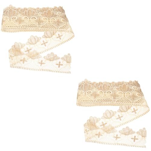 DIYEAH 2 Rollen wasserlösliche Stickspitze Braut- Spitzenbesatz Jacquard Haarband Tür beige Spitzenborte für Dekoration Vorhang Dekoration Spitzenband Vorhang Spitzendekor Polyestergarn von DIYEAH