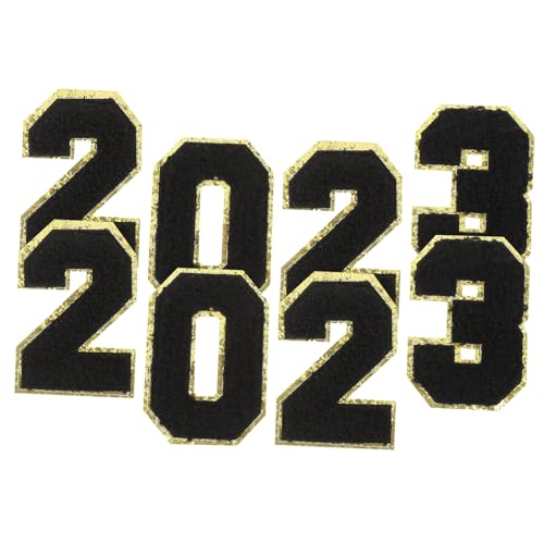 DIYEAH 2 Sätze 2023 Stoffaufkleber Reparaturflicken für Pufferjacken Sterne-Stickerei-Patches Buchstabenflecken schuhreparatur stickrahmen Zahlen Patch Flicken aufnähen Polyester Black von DIYEAH