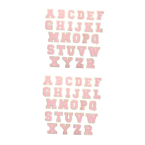 DIYEAH 2 Sätze Buchstaben-patch Buchstabenapplikationen Stoffreparaturflicken Flicken Für Kleidung Stoffkleber Für Flicken Buchstaben Aus Stoff Bestickt Nähen Polyester Rosa 26 Stücke * 2 von DIYEAH