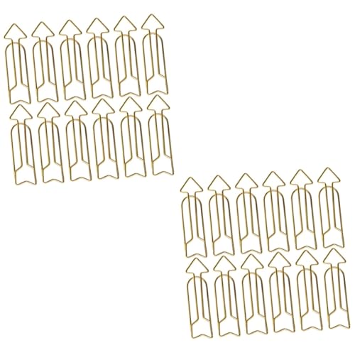 DIYEAH 2 Sätze Büroklammer Bürodeko Büro Dekoration Weihnachtssdeko Office Supplies Papierklammern Doppelt Kabine Clips Lesezeichennadel Aus Metall Clips in Pfeilform Golden 12 Stück * 2 von DIYEAH