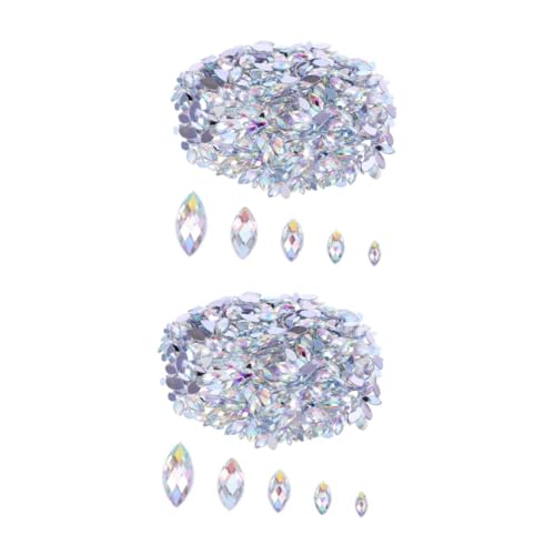 DIYEAH 2 Sätze Diamant-edelstein Nail Art Steine Farbige Strasssteine Nail Art Strass Edelsteine Kristall-strasssteine ​​für Nagelkunst Nailart Marquise-kristalle Acryl 600 Stück * 2 von DIYEAH