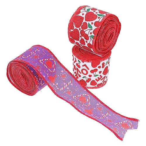 DIYEAH 2 Sätze Draht Seitband Schwarzes Band Funkeln Bandhochzeit Salbeigrünes Band Cremefarbenes Band Stoffband Spitzenband Bänder Zum Verpacken Weißes Band Rot Polyester 3 Rollen * 2 von DIYEAH