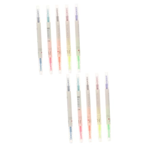 DIYEAH 2 Sätze Fetter Markierungsstift Tragbarer Marker Stiftmarker Doppelköpfiger Textmarker Tragbarer Markierungsstift Textmarker Schreiben Aquarellstift Plastik Colorful 5 Stück * 2 von DIYEAH