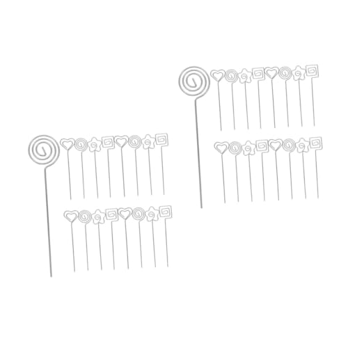 DIYEAH 2 Sätze Fotoordner Fotoclip Tischkartenclips Aus Metall Blumenpflücker Für Blumenarrangements Blumenkartenhalter Fotohalter Für Bilder Herz-cocktail-picks Silver Eisen 20 Stück * 2 von DIYEAH