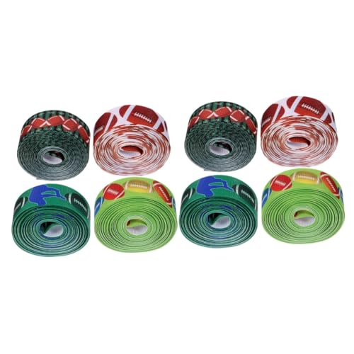 DIYEAH 2 Sätze Fußball-linienbänder Sackleinen Crimpen Strasssteine Streamer Bündeln Herbstband Konfetti Girlande Mit Quasten Schleife Blaues Chiffonband Colorful Stoff 4 Rollen * 2 von DIYEAH