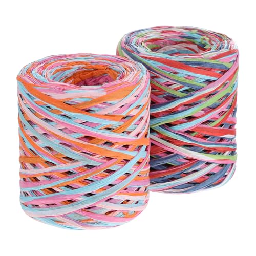 DIYEAH 2 Sätze Geflochtenes Seil Stoffband Funkeln Fallen Herrscher Eisstockschießen Geschenkband Seidenband Ribbons Verpackungsseil Geschenkbänder Ein Verpackungsband Papier 2 Rollen * 2 von DIYEAH