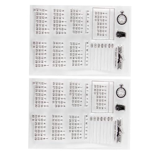 DIYEAH 2 Sätze Handbuch Kalender Stempel Papier Blumen klare Briefmarken Album doppelt Tinte scrapbook scheckheft Briefmarken zum Selbermachen Journaling klare Briefmarken Transparent von DIYEAH