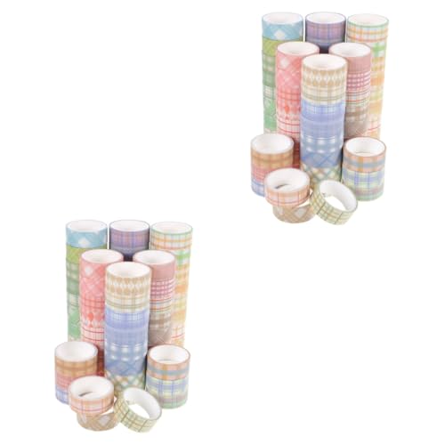 DIYEAH 2 Sätze Kariertes Washi Tape The Washi Tape Bastelmaterial Bastel Materialien Studio Bandspender Selbstklebende Diy-klebebänder Scrapbook- Japanisches Papier 60 Rollen*2 von DIYEAH