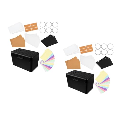 DIYEAH 2 Sätze Karteikartenhalter-set Schwarze Karteikarten Thermostatschalter Sechsfarbiger Organizer Etiketten Für Obstbäume Etikettennotizen Performance-applikationen Plastikpapier von DIYEAH