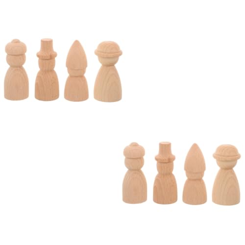 DIYEAH 2 Sätze Puppengeräte Peg-puppe-kuchen-deckel Multikulturelle Peg-puppen Menschen Formen Puppenständer Spielzeugkegel Puppenhausmöbel Miniaturen Hölzern 4 Stück * 2 von DIYEAH