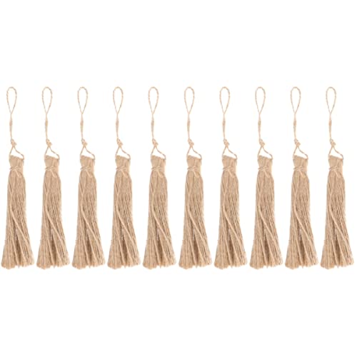 DIYEAH 2 Sätze Quasten Aus Natürlicher Jute Dekoweihnachten Dekoring Weihnachten Quastenkunst Weihnacjtsdeko Jutegarn Sackleinen Quaste Diy Quaste Diy-material Light Brown 5 Stück * 2 von DIYEAH