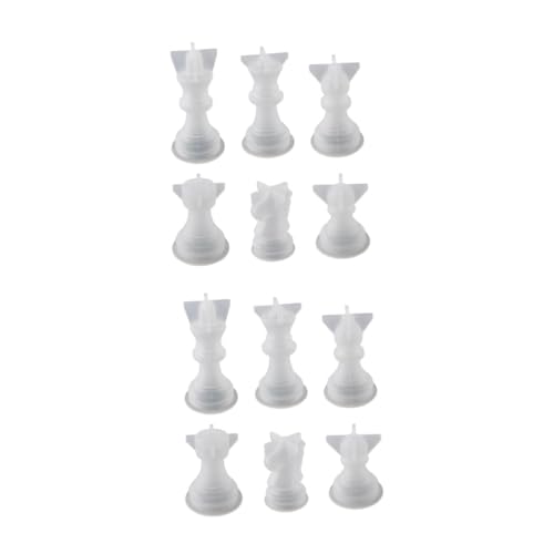 DIYEAH 2 Sätze Schachform Schachfiguren Chess Pieces Silikonform Gießform Schachspiel Silikongiesform Silikonformen Würfelform Einfache Diy-form Kristall-epoxy-form Kieselgel 6 Stück * 2 von DIYEAH