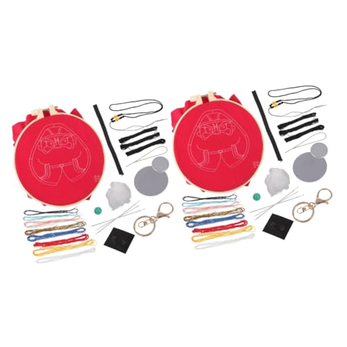 DIYEAH 2 Sätze Schlüsselanhänger Mini-nähwerkzeug Zubehör Kreuzstich Nadel-kit Nähen Armbandherstellung Bausatz Einfädler Stickerei Nähtisch Stickgarn Für Zu Hause Stickgarn-kit Stoff von DIYEAH