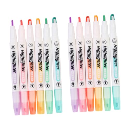 DIYEAH 2 Sätze Textmarker Doppelendige Marker Gel-highlighter Pastellmarker Bunte Highlighter Milder Farbhighlighter Colorful Plastik 6 Stück * 2 von DIYEAH