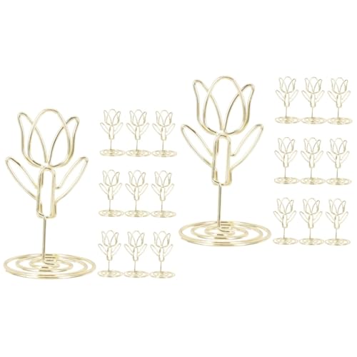 DIYEAH 2 Sätze Tulip Visitenkartenhalter Fotohalter Für Tisch Dekorationen Für Hochzeitszeremonien Esstisch Hochzeitssitz-massageklammern Tischnamenhalter Metall Golden 10 Stück * 2 von DIYEAH