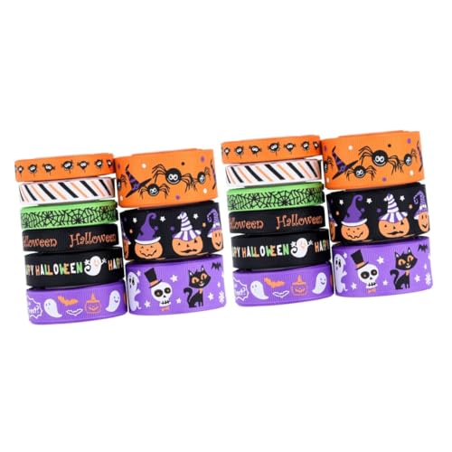 DIYEAH 2 Sätze Verdrahtetes Band Halloween-tür Wickeln Plüsch Geschenkband Halloween Halloweendeko Halloween-bänder Zum Basteln Halloween-partybandverzierung Polyester 9 Rollen * 2 von DIYEAH