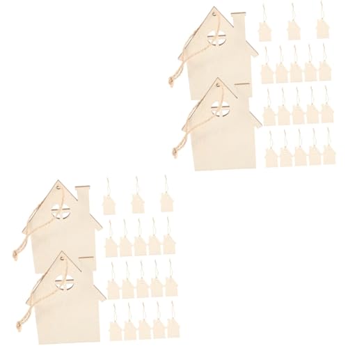 DIYEAH 2 Sätze Weihnachts Anhänger Christbaum Anhänger Weihnachsgeschenk Weihnachtslichter Christbaumkugeln Party -requisiten Weihnachtsbaum Hängende Dekoration Hölzern Beige 20 Stück * 2 von DIYEAH