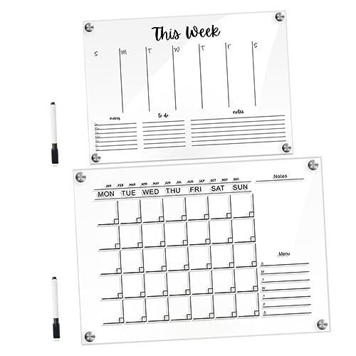 DIYEAH 2 Sätze Wochenplanertafel Notizblock Arbeitsbrett Für Kühlschrank Kreative Memoboards Kalender-whiteboard Für Die Wand Belohnungsaufgabendiagramm Wanddekorationen Acryl Transparent von DIYEAH