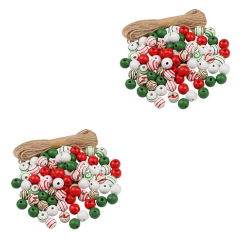 DIYEAH 2 Sets DIY Bunte Bonbon Holzperlen Weihnachtsbaum Heimdekoration Zubehör Kunstperlen Herbstdekorationen Pflanzenquasten Knotendekor Abstandsperlen Wirbelperlen Set von DIYEAH