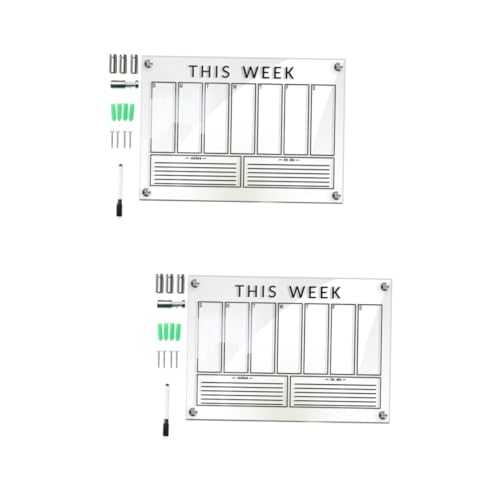 DIYEAH 2 Sets Wochenplan Schreibtafel Whiteboard Wochenplaner Expo Löschmarker Radiergummi Trocken Abwischbare Tafel Kreidetuch LED Abwaschbarer Stift Whiteboards Desktop von DIYEAH