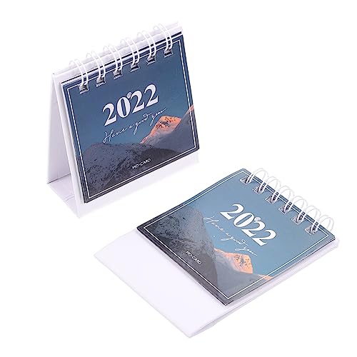 DIYEAH 2 Stück 2022 Mini-Tischkalender Desktop-Dekorationen 2022 Kalenderplan Notizblock tischkalender basteln schreibtischkalender Tischkalenderdekoration Note-Coil-Kalender Papier Weiß von DIYEAH