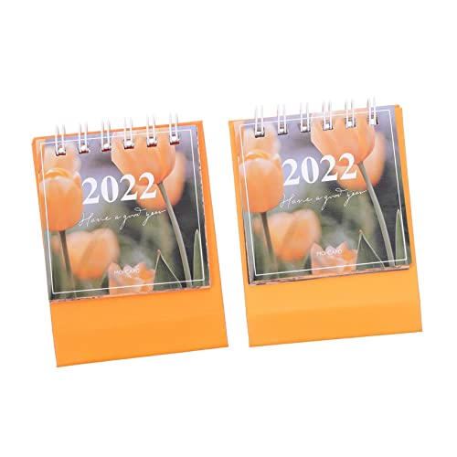 DIYEAH 2 Stück 2022 Mini-Tischkalender Staffelei Kalender 2022 Tischkalender 2022 Minikalender 2022 tischkalender basteln schreibtischkalender Desktop-Kalender Bürobedarf Papier Orange von DIYEAH