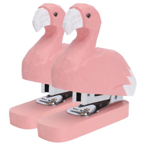 DIYEAH 2 Stück Holztier-Hefter Flamingo Bürohefter Desktop-Heftklammern Schreibtisch Executive Handhefter Werkzeug Für Desktop-Zubehör Zubehör von DIYEAH