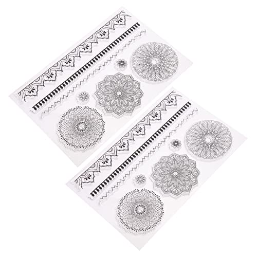 DIYEAH 2 Stück Mandala Stempel Textur Transparente Stempel Rezensionszubehör Klebeband Doppeltes Bastel Tagebuch Aufkleber Dankeschön Geburtstagsdekorationen Kartenalbum von DIYEAH