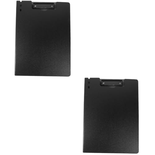 DIYEAH 2 Stück a4 Ordner Bordflossen-Clip Klemmbretter kleines Klemmbrett Papier schwarze Zwischenablage Büro-Schreibtafel Schreiben von Support-Boards Zwischenablage zeichnen PVC Black von DIYEAH