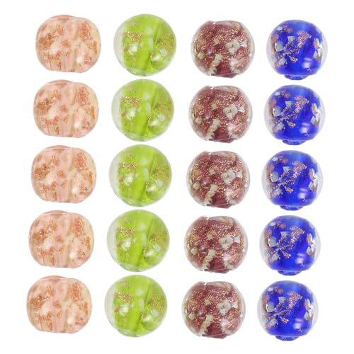 DIYEAH 20 Stück Fluoreszierende Glasperlen 10 Mm Runde Charms Mit Großem Loch Gemischten Farben Für DIY Schmuckherstellung Ideal Für Armbänder Und Ketten Perfekt Zum Basteln von DIYEAH