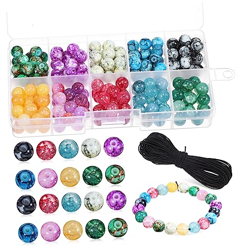 DIYEAH 200 Stück Runde Perlen Set Bunte Schmuckperlen Mit Elastischem Seil Ideal Für Armbänder Und Halsketten Perfekt Für DIY Freundschaftsarmbänder Und Bastelprojekte von DIYEAH