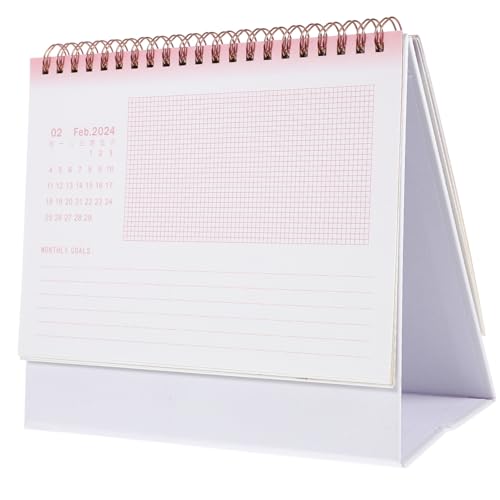 DIYEAH 2024 Stehpult Standkalender Kippen Bürodekoration Mini-tischkalender Büro-tischkalender Digitaler Kalender Tisch-staffelei-kalender Kalenderschreibtisch Kalenderplaner Papier Rosa von DIYEAH