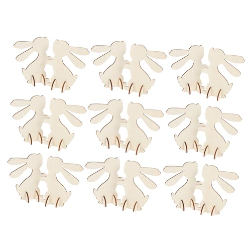 DIYEAH 20pcs Handwerk Kit Spielzeug Holz Ostern Bunny Ornamente Ostern Dekorationen von DIYEAH