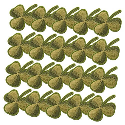 DIYEAH 20St Kleeblatt Iton-Patches Hutflecken Flicken nähen Kleiderflicken für Löcher Patchapplikation aufnähen Aufnäher Stickereiflicken für Kleidung zarte Fellflecken Polyester Green von DIYEAH