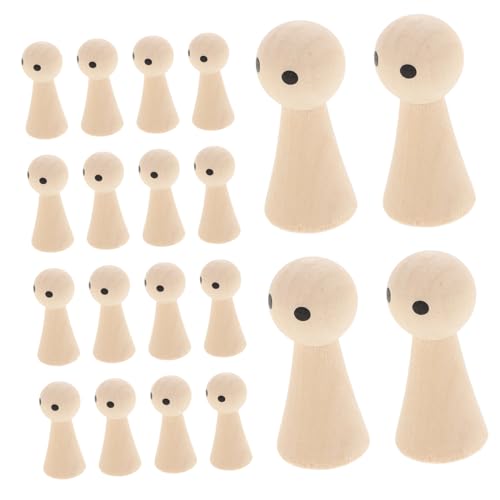 DIYEAH 20St kleiner Holzmann Puppengelenk Puppenkopf wiedergeborene Babypuppen Mini-Puppen Puppenständer holzspielzeug Peg-Puppen Puppenmodell aus Holz dekorative Holzpuppen Beige von DIYEAH