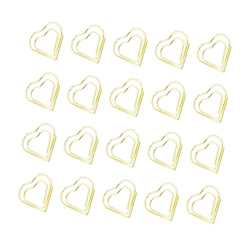 DIYEAH 20st Kreativer Clip Clips in Herzform Whiteboard-marker Binderclip Herzen Kleine Büroklammern Post Papier Notizen Elektrischer Staubwedel Goldherz-büroklammern Dokumentieren Golden von DIYEAH