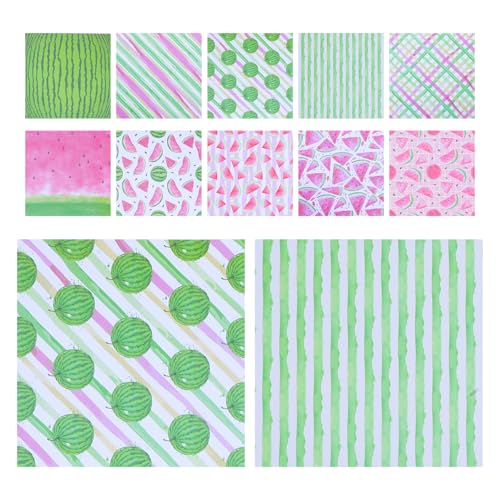 DIYEAH 24 Blatt Wassermelonen Handbuch Hintergrundpapier Briefpapier Scrapbook Mini Trophäe Haushalts Digitalwaage Siehe Mini Digitalwaage Retro Scrapbook Sommer Scrapbook Doppel von DIYEAH