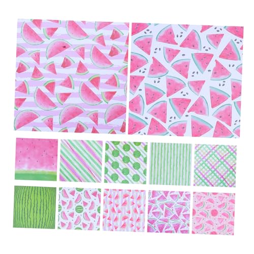 DIYEAH 24 Blatt Wassermelonen Handbuch Hintergrundpapier Sommer Scrapbook Dokumentenhalter Abzeichen Briefpapier Scrapbook Gemustertes Papier Scrapbook Mini Elektronische Waage von DIYEAH