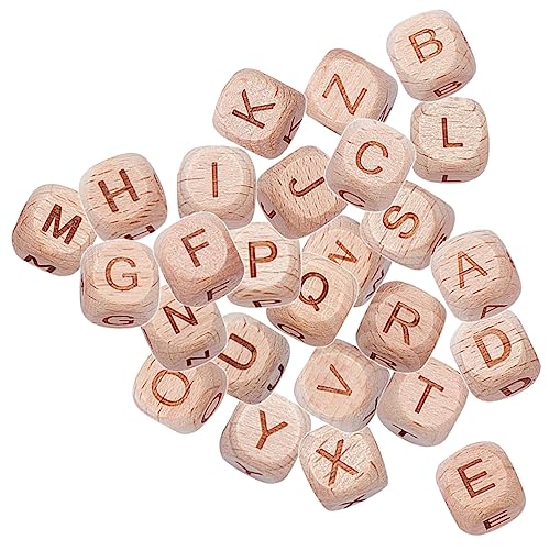 DIYEAH 26St 26 Buchstabenperlen klobige Perlen Perlen-Kits kleine Perlen Ringrohlinge Lächeln Perlen alphabet beads buchstabenperlen set armband zubehör Armband lose Perlen Buche von DIYEAH