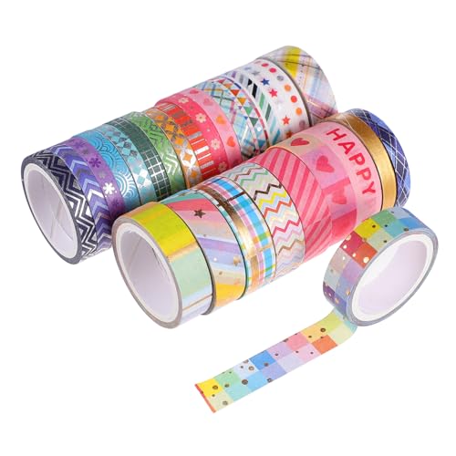 DIYEAH 27 Rollen Regenbogen Klebeband Mit Dünnen Streifen Groß Willkommensschablone Bastelbedarf DIY Sammelalbum Scrapbooking Dekoratives Zubehör Aufkleber Zum Basteln von DIYEAH