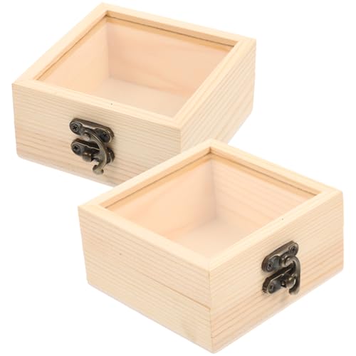 DIYEAH 2Er-Box aus Holz Schrankaufbewahrung Aufbewahrungskorb aus Weidengeflecht box personalisiert storage boxes Brautduschen-Geschenkboxen Schreibtisch-Organizer Glas von DIYEAH