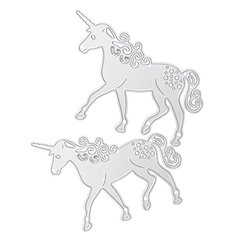 DIYEAH 2Pcs Stahlmesserform Einhorn Kohlenstoffstahl Schneidwerkzeug für Kartenherstellung dekoratives Klebeband Edelsteine Prägeschablonen Einhorn stanzt Stanzformen aus Metall Silver von DIYEAH