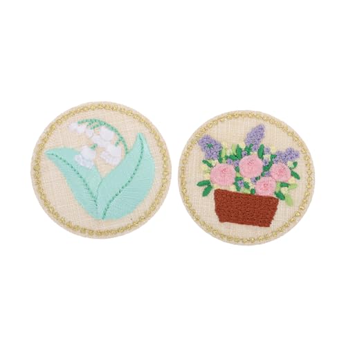 DIYEAH 2St Banner gestickte Paste Blumenbeete pflanzen gestickte Aufkleberapplikation Stickaufkleber embroidery stoffaufkleber Pflanzenblumenkleid selber machen Aufnäher Rayon Colorful von DIYEAH