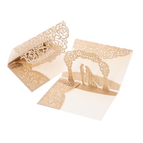 DIYEAH 2St Hochzeitseinladung einladungskarten Hochzeitskarten Karten für Brautpaar Karten für Hochzeiten Einladungen zur Verlobungsfeier Jubiläumskarten Glitzerpapier Rose Gold von DIYEAH