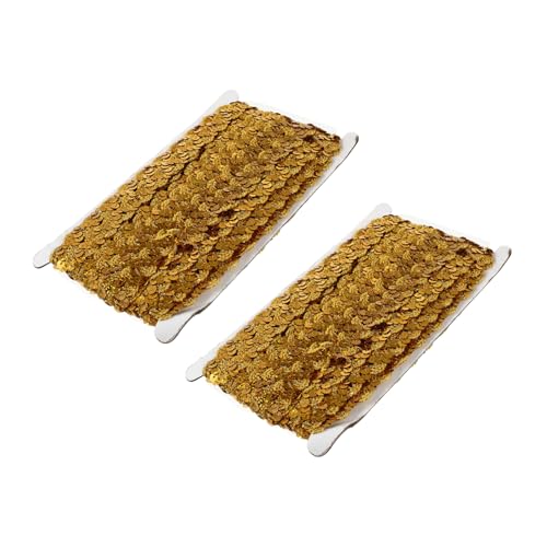 DIYEAH 2St Perlen mit Paillettenstreifen Spitzenbesatzband Spitzenbesatz mit Pailletten weiße Schnürsenkel paillettenband hochzeitsdeko Kleiderspitze kleidung DIY zubehör Polyester Golden von DIYEAH